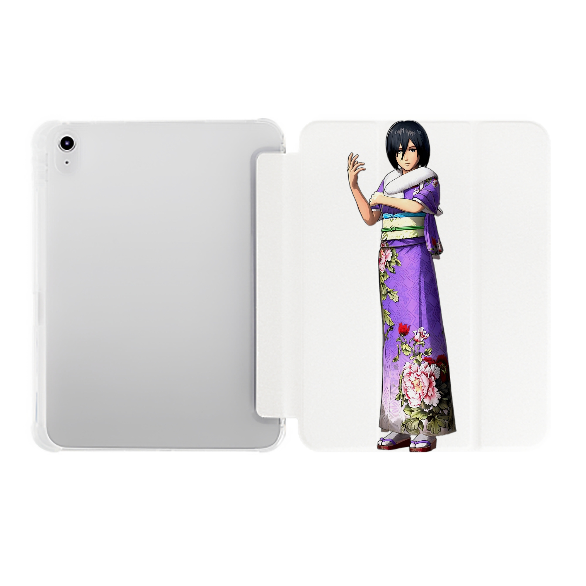 （画像用） 進撃の巨人 ミカサ·アッカーマン Attack on Titan Mikasa Ackerman IPad ケース ペン収納付き 三つ折りスタンド PUレザー×シリコン 対応機種9.5/10.5/10.9インチ